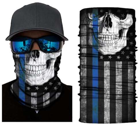 Tadipri Motorrad-Gesichts-Totenkopf-Maske Halbgesichts-Motorrad-Hals Kopfbedeckung Outdoor Ski Skull Party Masken Sport Halloween Maske für Fahrrad Motor Radfahren Schwarz