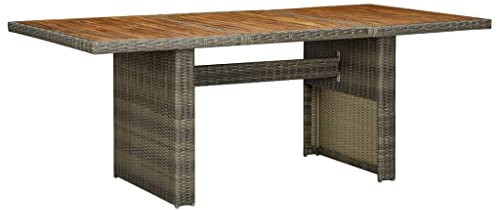 TEKEET Outdoor Möbel Gartentisch braun Poly Rattan und massiv Akazie Holzmöbel