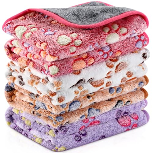 Namalu 4 Wasserdicht Meerschweinchen Fleecedecken Klein Waschbar Hundedecke Saugfähig Meerschweinchen Käfig Einlagen Wiederverwendbar PIPI Pads Schlaf Kuscheldecke (Pfoten, 60 x 120 cm)