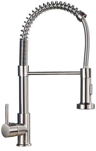TVTIUO Rubinetto da Cucina, Miscelatore Cucina，Rubinetto a Molla in Spazzolato con Testa a Spruzzo Pull Down Mixer, Miscelatore Estraibile a 360° (Jet e Spray)