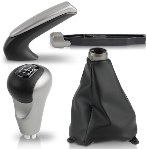 GoaMotors Paquete de 3 pomos de palanca de cambios manuales de 5 velocidades con funda de cuero para Honda Civic 2006-2011, repuesto #54102-SNA-A01, 54102-SNA-A02, para Honda Civic perilla de palanca