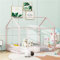 hrijusdif Kinderbett, Metallbett, Hausform, mit Zaun, geeignet für Teenager und Mädchen, rosa (Pink +140x200)
