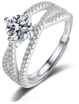 TOEECY Ringe Frauen 925 Sterling Silber Ring Zirkonia Moissanite Diamant Schmuck Verstellbarer Eternity Rings Geburtstagsgeschenk Verlobungsring Eheringe Paar Freund Mädchen (#1)