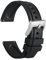 WOCCI 20mm Hevea Uhrenarmband für Herren, FKM Gummi Armband, Schnellverschluss, Silberne Schnalle (Schwarz)
