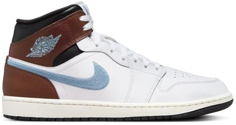 Nike Air Jordan 1 Mid SE, Herrenschuhe, FQ7831-142, Weiß/Schwarz/Sail/Blaugrau), Größe 41