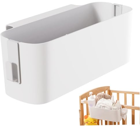 SWEETBIUTI Bedside Caddy Hanging Bedside Organiser Bunk Bed Caddy with 2 Hooks Plastic Bunk Bed Shelf Bed Organizer for College Dorm Room Baby Bed Rails, 13.1x4.5x4.7