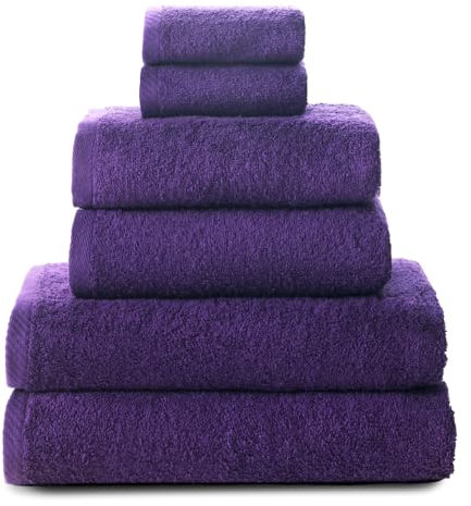Top Towel - Combo - Große Badetücher - Badezimmerhandtücher - 2 Gesichts- oder Bidethandtücher + 2 Hand- oder Waschbeckenhandtücher + 2 Duschtücher - 100 % Baumwolle - Lila