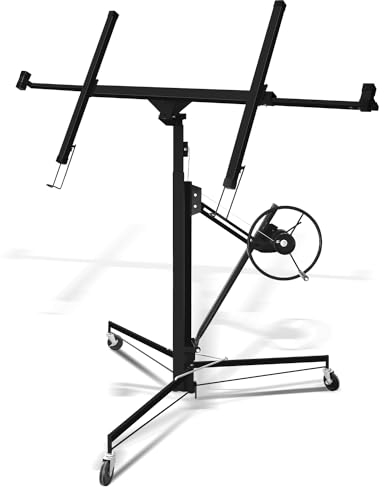 Izrielar Plattenheber klappbar XXL für Rigipsplatten, Höhenverstellbar 132-325cm Arbeitshöhe, Max 295cm Lastarmbreite und 68 kg Traglast, Klappbar Montagehilfe für Trockenbau und Terrassenplatten,Blau