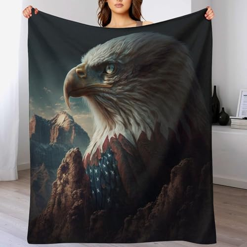Kuscheldecke American Eagle USA Kunst Wolldecke, Warme Flannel Fleecedecke Als Sofadecke, Couchdecke, Sofaüberwurf Und Bettdecke, Weiche Wohndecke Für Couch Und Sofa（150×200cm）