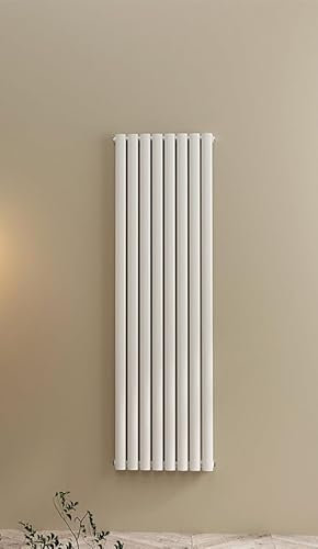 1600 x 472mm Bathroom Radiator Vertical Column Radiators Oval Panel White Single