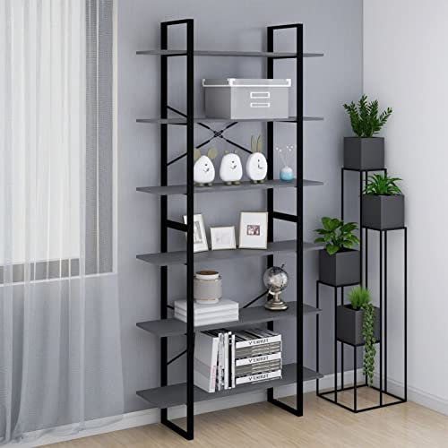 LAPOOH Hochschrank, Toilettenregal, Leiterregal, Bücherregal, Ordnerregal, Badezimmer Regal, Medienregal, Grau 100x30x210 cm Massivholz Kiefer