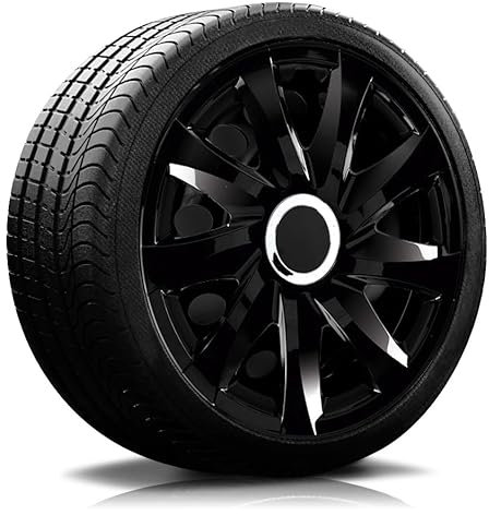 Autoteppich-Stylers RADKAPPEN RADBLENDEN RK01 schwarz glänzend für 13 Zoll Stahlfelgen 4 Stück