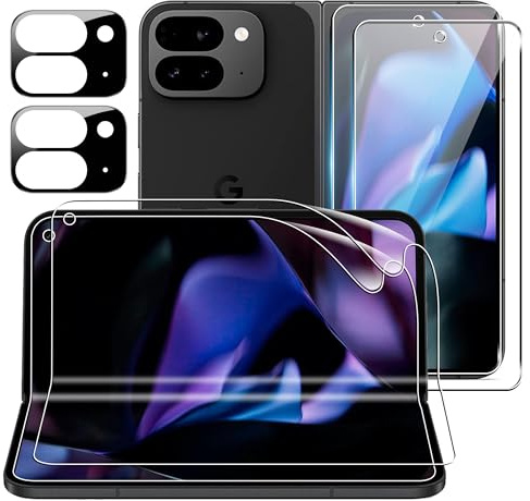 CAUHENYEE Vetro Temperato per Google Pixel 9 Pro Fold, [2+2+2] Proteggi Schermo Esterno + Proteggi Schermo Interno in TPU Morbido + Protezione Fotocamera, Pellicola Protettiva, AntiGraffio