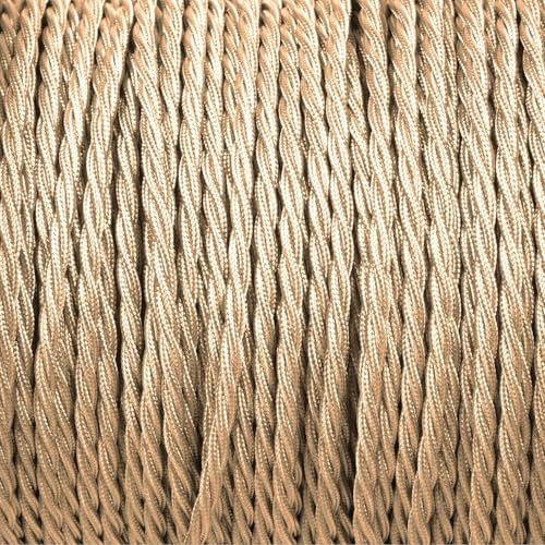 LEDSone 10 Meters/32.8FT Light Gold Braided Cable, 2 Core Electrical Cable, Vintage Braided Flex Cable Twisted Fabric Electrical Wire for DIY Lamps Industrial Pendant Lights Lighting Appliances