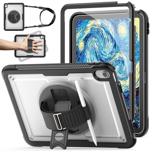 KAIJIAbox Funda para iPad de 10.9 pulgadas de 10.9 pulgadas, con banda de mano ajustable [correa de mano giratoria de 360°] y soporte, funda protectora ligera para iPad de 10.9 pulgadas 2022