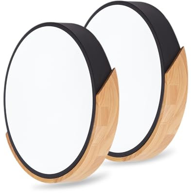 LuFun 24W lampe decke 2 Packung,Hölzerne Runde deckenlampen,Ø30cm deckenleuchte led,Schwarz led deckenlampe Für Büro Wohnzimmer Schlafzimmer,küchenlampe deckenleuchte Kühles weißes Licht 6000k