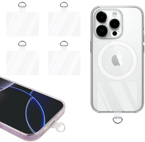 AULEEP 4pcs Universal Telefon Tether Tab, PVC Phone Lanyard Patches für alle Smartphone, Transparent D-Buckle Phone Lanyard Ersatzteil für Fallschutz
