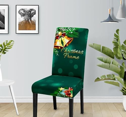 Stuhlhussen 2er Set Grüne Weihnachten Elastisch Universale Spandex Stuhlbezug Abnehmbare Waschbar Stuhlhussen Schwingstühle, Hussen Für Stühle,Stuhlbezüge ​Für Hotel, Küche