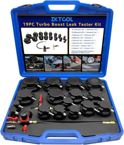ZKTOOL 19 Stück Turbosystem-Lecktester, Turbolader-Luftdruckmessgerät, Turbinendruck-Lecktester, Schlauch-Lecktester, mit 7 Paar Stufenadaptern (31–110 MM)