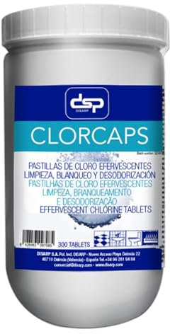 Clorcaps Pastillas Efervescentes – Blanqueo, Limpieza y Desodorización | Acción Rápida y Eficaz | Uso Profesional y Doméstico. 300 pastillas