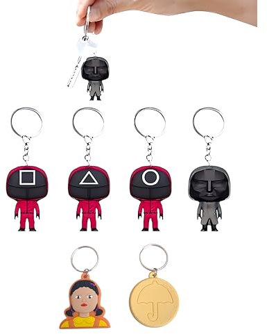 Ferro Stars Porte-clés compatible avec Squid Game Keychain Bag Clip 20 cm Gi-Hun 456 Choix surprise 1 pièce, Squid Game 1 pièce, 20