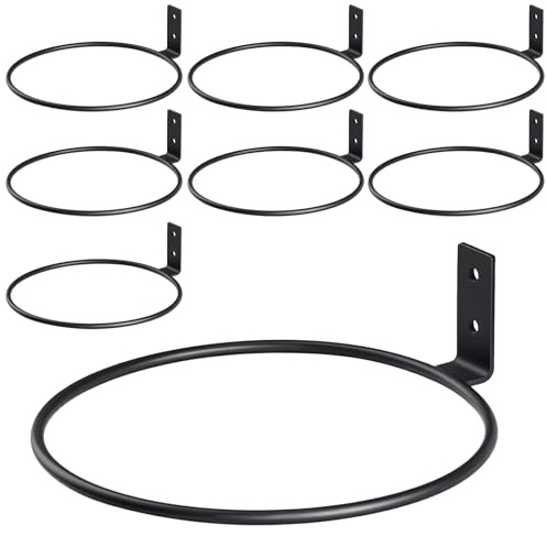 CHUENHEI 8 Soportes para Macetas de Pared de Metal 20 cm Negro - Anillos para Plantas con Tornillos Incluidos - Jardín Balcón Terraza Interior Exterior