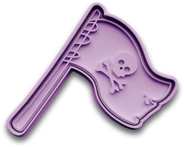 Keksausstecher Piratenflagge – zweiteilig mit Stempel – Ausstechform aus PLA – Piraten Keksform für Kinder – Geschenk für kleine Piraten-Fans