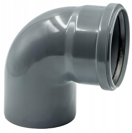 PVC Waste Pipe Elbow Fitting 110mm, 90-Degree Bend, Grey