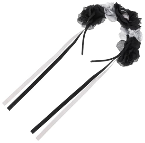 FONDOTIN Halloween Skull Headband Silber mit Rosen Braut Party Haarreif für Damen und Mädchen Day Of The Dead Haarschmuck Festliches Halloween Accessoire