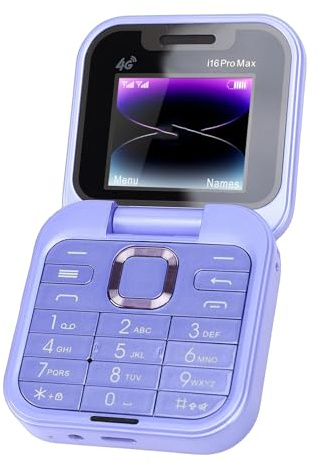 XUMIUZIY 4G LTE Flip Phone – Mi NI Handy ohne Kabel für Senioren, 1,77 Zoll Bildschirm, Lautsprecher, Dual SIM, Dual Standby, One Click Wählen, Bluetooth, MP3 Wiedergabe, UKW Radio (Purple)