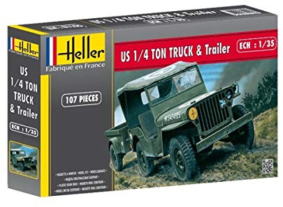 Heller 81105 - 1:35 Jeep Willis & Trailer - Neu