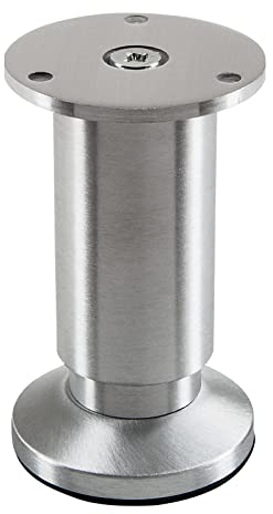 SOTECH Möbelfuß Terra Höhe 100 mm Alu gebürstet Tischfuß höhenverstellbar bis max. 15 mm, belastbar bis 250 kg