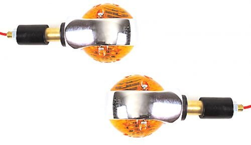 Streetparts24 SHIN YO Lenkerendenblinker OCHSENAUGE Chrom, 12V, E-geprüft, Klassisches Design, Metallgehäuse, Gelbes Glas, Universal passend für Zündapp Hercules Kreidler Simson Schwalbe