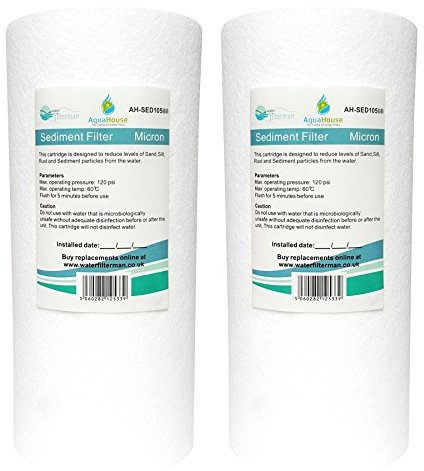 2X AquaHouse 10 x 4.5 Jumbo Sediment Water Filter Cartridge for Sediment Filtration, fits Jumbo/BB 10 Filter housings - 10 Micron