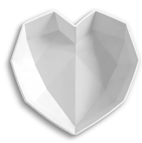 Stampo per torta in silicone a forma di cuore di diamante 3a generazione: FDA certificato Silicone Forno Sicuro Mousse torta 3D Esclusiva ByPaul ricetta segreta inclusa antiaderente 17,8 cm