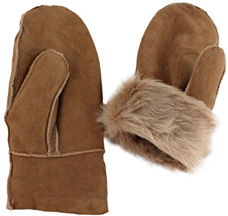 Sonia Originelli Fausthandschuhe aus Echtleder und Lammfell Schaffell warm und kuschelig, Farbe: natur, Gr. XL