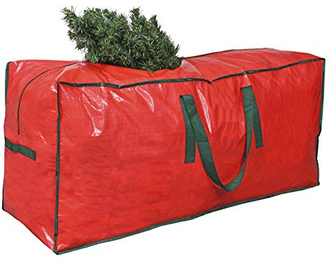 ProPik Weihnachtsbaum-Aufbewahrungstasche | passend für bis zu 2,1 m hohen zerlegten Baum | 114,3 x 38,1 x 50,8 cm | perfekter Weihnachtsbehälter mit Griffen und schlankem Reißverschluss (rot)