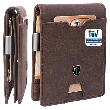 TRAVANDO Geldbörse Herren Geldbörse mit Geldklammer TÜV RFID Zertifiziert Wallet mit Münzfach 10 Kartenfächer Portmonee Helsinki Geldbeutel Geldklammer mit Kartenhalter Clip