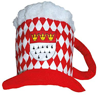 Funny Fashion Karneval Accessoire Bierglas-Hut, Bembel mit Kölner Wappen, Rot