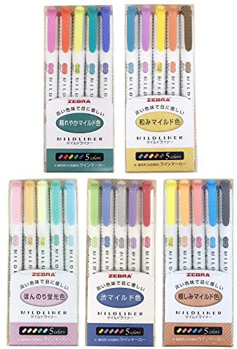 Zebra Mildliner Textmarker-Set, 25-teiliges Set in Pastellfarben