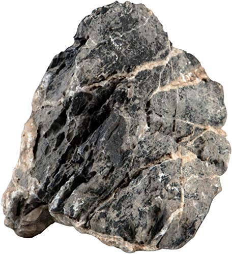sera Rock Quartz Gray L 2 - 3 kg - Dunkelgrauer Naturstein mit weißen Einschlüssen