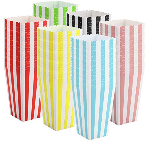 Lawei 120 Pack Movie Party Popcorn Boxes, Colorful Striped Popcorn Boxes, Small Paper Popcorn Containers Great for Home Movie Theater Carnival Party
