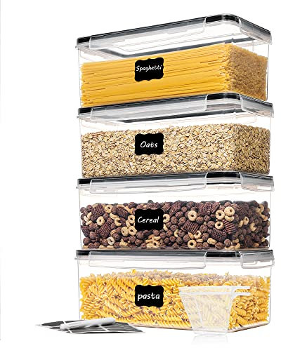 Vtopmart 3.2L Vorratsdosen mit Deckel Luftdicht 4er Set, BPA Frei Aufbewahrungsbox Küche,Spaghetti Aufbewahrung Pasta Vorratsbehälter für Nudeln Müsli Cornflakes