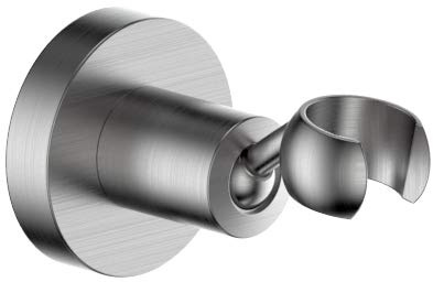 Wall Mounted All BRASS Adjustable Handheld Shower Head Bracket Holder, Hand Held Shower Wand Hose Sprayer Holder (Round, Brushed Nickel)