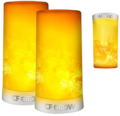 CFGROW LED Flamme Lampe, LED Flammeneffekt Kerzen Licht Tragbare USB Wiederaufladbar Tischleuchte Deckenlampen mit magnetischer Basis flackernde Flamme für Weihnachten/Halloween/Party/Heim/Höhe