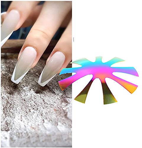 ISAKEN French Nails Edge Trimmer, Acryl Nagel Rand Trimmer, kantenschneider Metall Schablone Cutter für Acryl UV Polyacryl Gel Modellage, French Smile Line Maniküre Werkzeug Set, Bunt