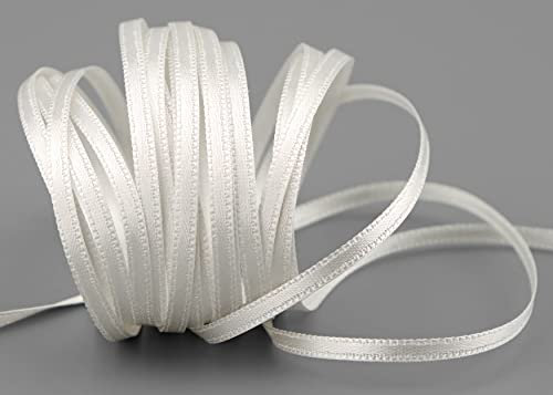 finemark 3 m x 3 mm Satinband Ivory Milchweiss (804) doppelseitiges Schleifenband aus Satin ohne Draht weich und glänzend Geschenkband Deko Band Double face Dekoband Dekorieren Kordel Basteln