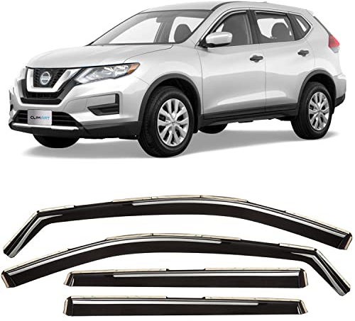 CLIM ART Windabweiser für/kompatible mit Nissan X-Trail 2014-2022 (III)- Integrierte Regenabweiser - Autofenster Sonnen-&Regenschutz - Windabweiser Autofenster - Einfache Montage - Garantie 4 Set