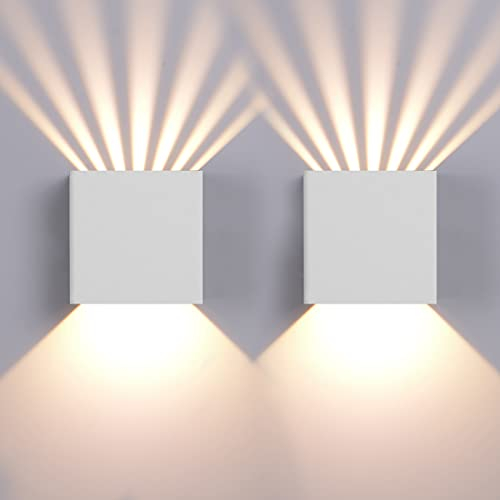 Elitlife 2 Stück Außenwandleuchten Aussenleuchte Wand LED Wandleuchte Außen Wandlampe Wasserdicht IP65 Innen Wandleuchte Wandbeleuchtung für Flur Weg Veranda Schlafzimmer (Warmweß/weiß)