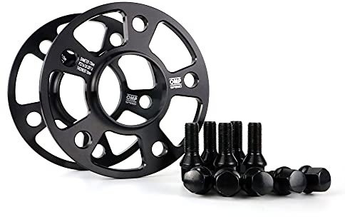 OMP Speed Gioco di 2 Distanziali Doppio Centraggio/Doppio Fissaggio Spessore: 10mm PCD: 5x130 CB: 71.6 OD: 170 Bulloni x10 M14x1.5 Nero Alluminio - OMPS09051001